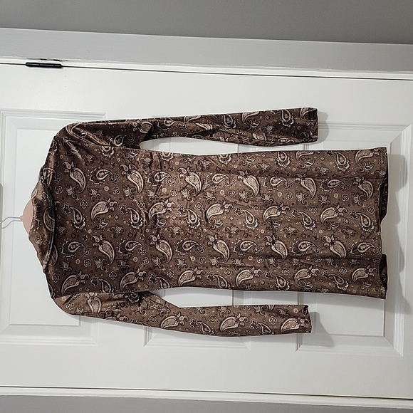 NWOT STRADIVARIUS velvet velour paisley ruche button front mini dress - Picture 3 of 10